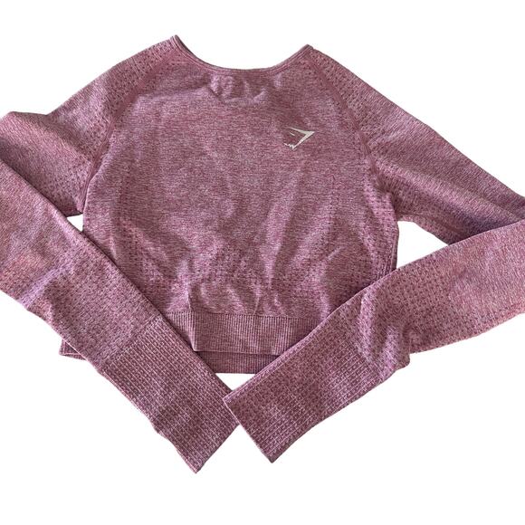 Gymshark  women’s long sleeve workout top size small pink heathered thumbholes - Picture 1 of 7